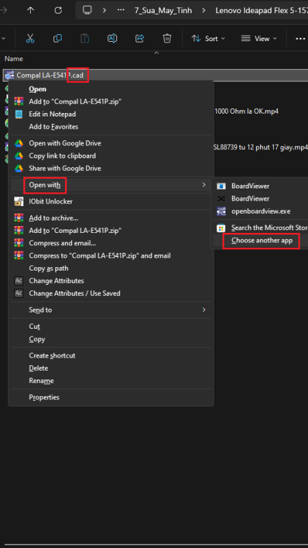 Bạn chọn phần mềm openboardview.exe là phần mềm đọc boardview mặc định để mở file .cad .fz .bdv.